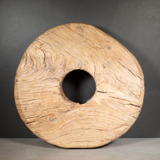 Indian Antique Indian Wooden Wheel For Sale - Image 3 of 4