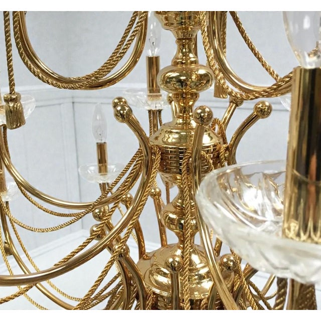 Mid 20th Century Vintage 21 Light Polished Brass Neoclassical Chandelier For Sale - Image 5 of 6