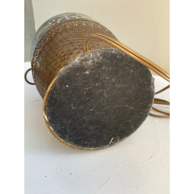 Blue 1960s Asian Style Metal Lamp For Sale - Image 8 of 10