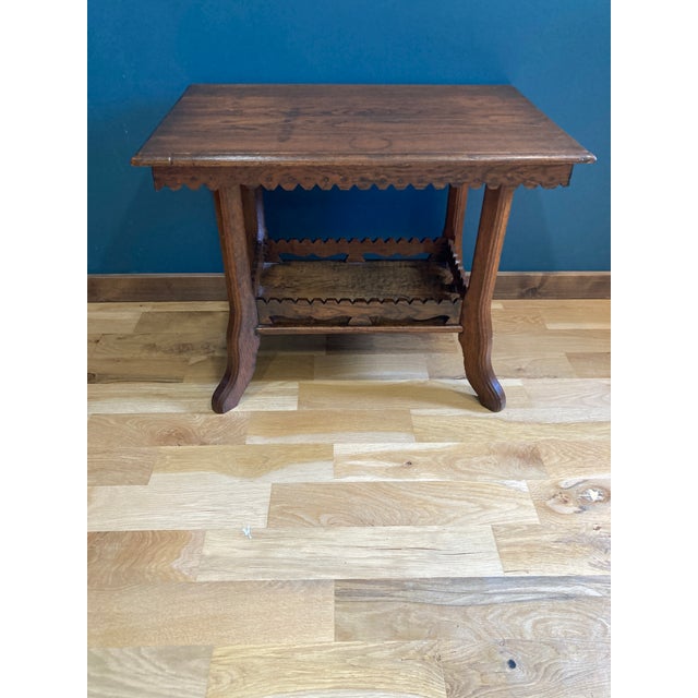 Late 19th Century Antique Solid Oak Hand Carved Side Table Chairish