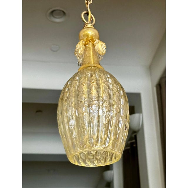Mid-Century Modern Barovier Gold Bubbles Murano Glass Pendant Light For Sale - Image 3 of 12