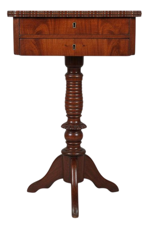 Antique Biedermeier Mahogany Sewing Table, 1840-1870