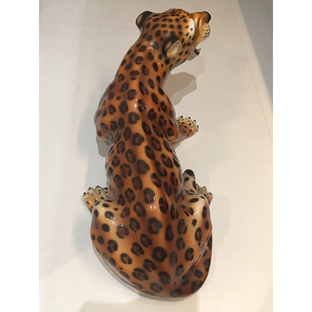 Mid-Century Modern Italian Glazed Terracotta Baby Leopard Figure For Sale - Image 3 of 5