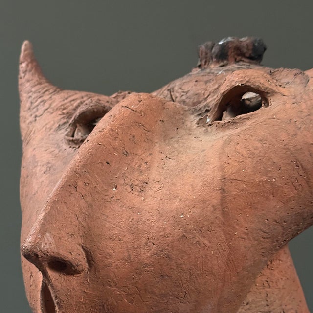 Vintage Surrealist Minotaur Terracotta Portrait Candelabra For Sale In Philadelphia - Image 6 of 9