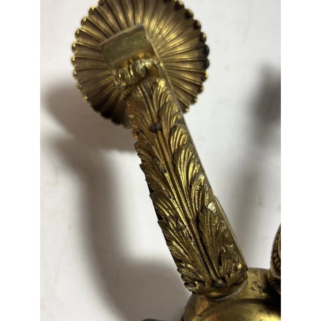 19thc French Louis XVI Gilt Bronze Gas Conversion Wall Sconce For Sale - Image 11 of 14