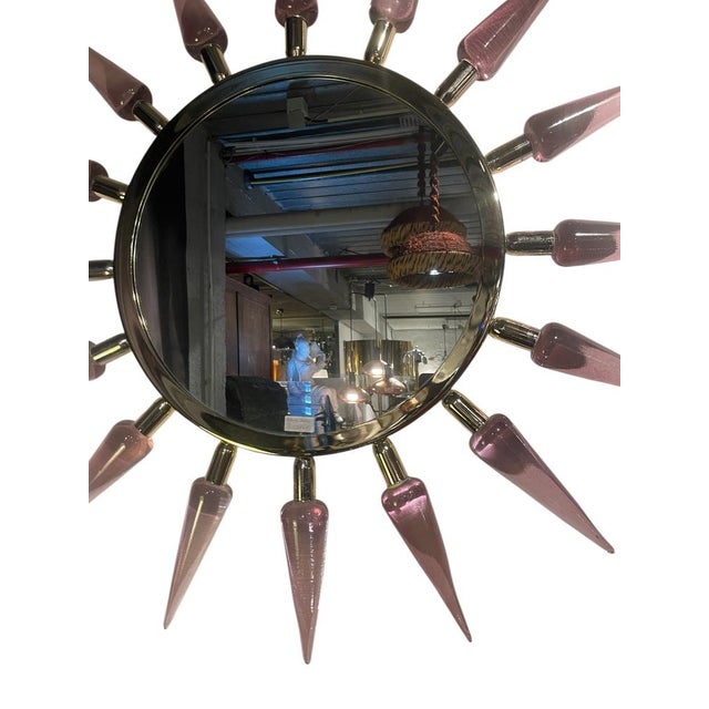 Gold Murano Glass Mirror attributed to Gino Cenedese, 1980s For Sale - Image 8 of 9