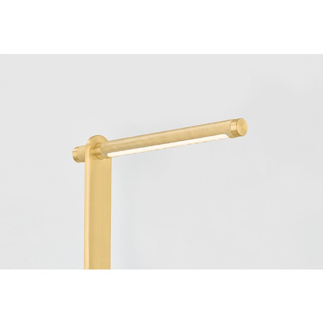 Mid-Century Modern Hudson Valley Lighting Deptford 18 in. 1 Light Table Lamp in Aged Brass Finish For Sale - Image 3 of 6