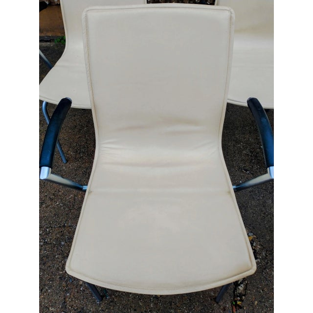 1970s 1970s Danish Mid-Century Modern Stackable Italian Leather Armchairs - Set of 6 For Sale - Image 5 of 9