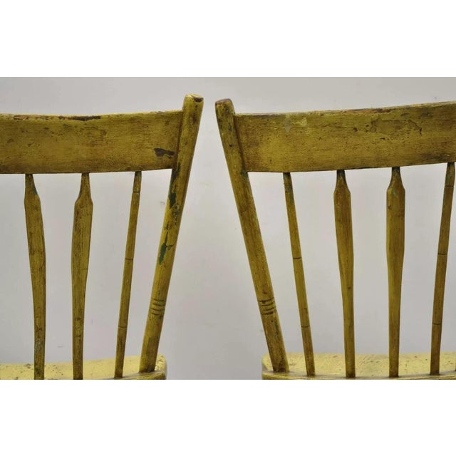 Late 19th Century Frederick Loeser & Co Yellow Primitive Hitchcock Style Side Chairs - Pair For Sale - Image 11 of 12