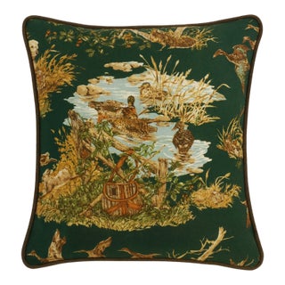 Dog and Duck Pillow Cover in Green, 20x20 Pillow For Sale
