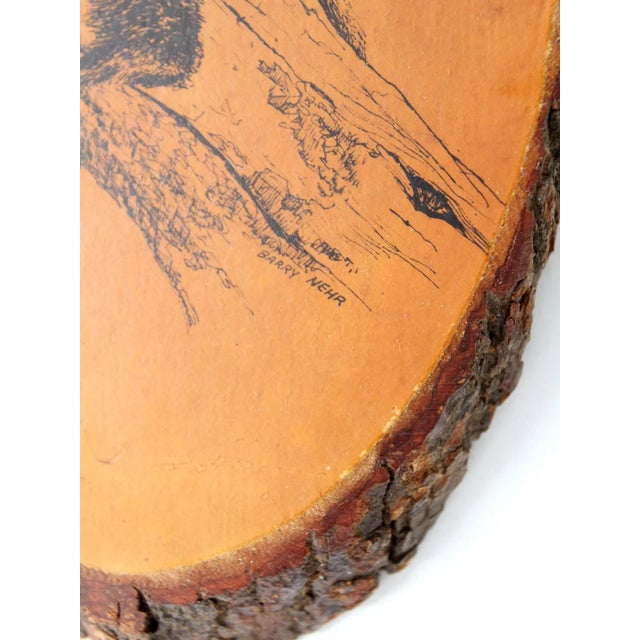 Brown Vintage Barry Nehr Bear Cub Wood Slice Wall Hanging For Sale - Image 8 of 9