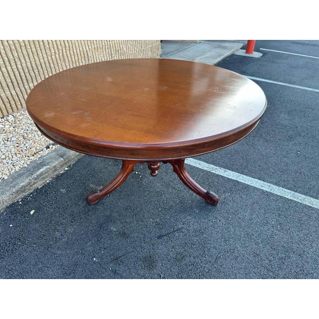 Wood Vintage Victorian Style Solid Mahogany Pedestal Dining Table/ Center Table. For Sale - Image 7 of 12