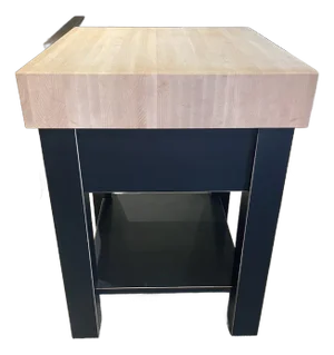 Solid Maple Butcher Block With a Base and a Double Drawer That Features Soft-Close Slides.