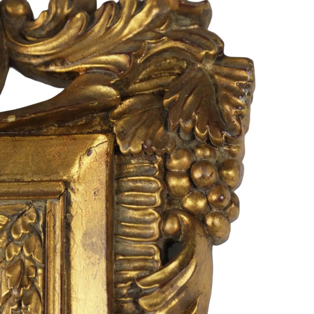Late 20th Century A Vintage Italian Baroque-Style Hand-Carved, Gilded Wooden Wall Mirror. For Sale - Image 5 of 14
