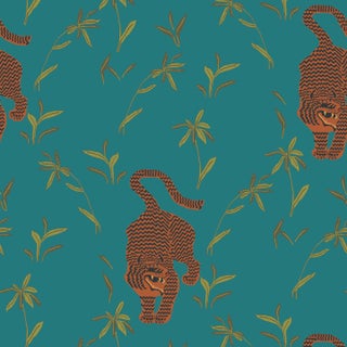 Mitchell Black Home Stalking Tiger Jewel Peel & Stick Wallpaper For Sale