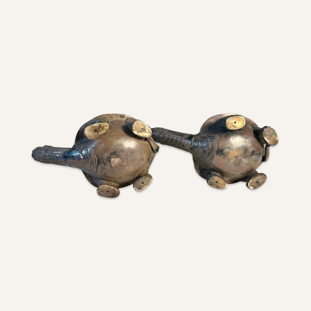 Pair of 19th Century Chinese 2-Arm Candelabra Representing Herons Standing on the Backs of Turtles For Sale - Image 11 of 11