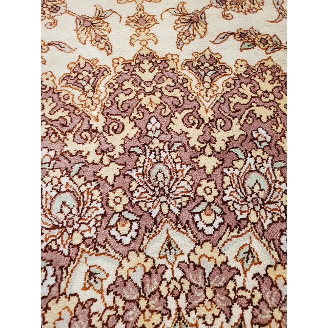 Late 20th Century Rare Finely Woven Persian Silk Qum, Handmade Oriental Rug, Soft Ivory For Sale - Image 18 of 18