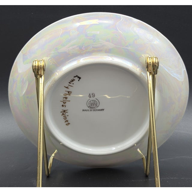 Vintage Bavarian Porcelain Bouillon Bowl & Saucer, Hand-Painted Strawberry Motif, Double-Signed Set, Opalescent Lustre, l.d. Bloch & Co. Bavaria For Sale - Image 11 of 18
