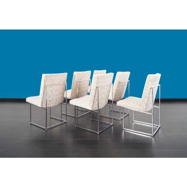 Vintage "Thin Line" Chrome Dining Chairs by Milo Baughman for Thayer Coggin For Sale In Los Angeles - Image 6 of 13
