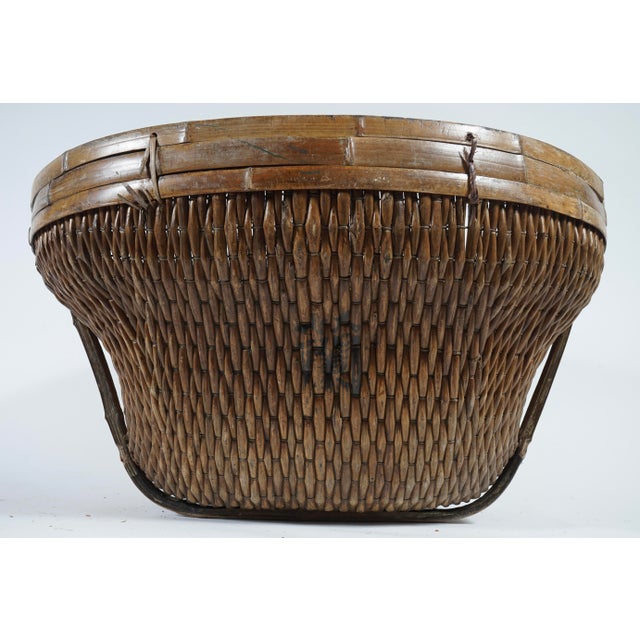 Large Vintage Chinese Handwoven Water Basket For Sale - Image 4 of 11