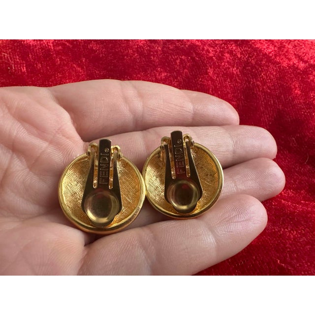 Vintage Clip-On Earrings with Zodiac Taurus from Fendi, 1980s, Set of 2 For Sale - Image 3 of 9