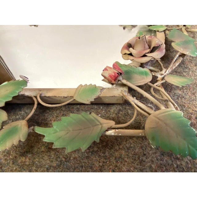 French Wrought Iron Mirror with Roses, 1970s For Sale - Image 10 of 18