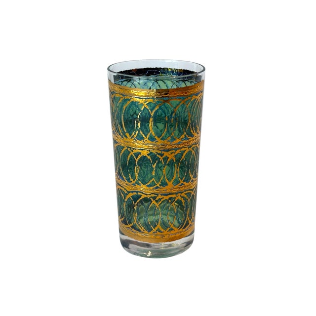 Mid-Century Modern 1970s Georges Briard 22k Emerald Tumblers, Set of 6 For Sale - Image 3 of 5