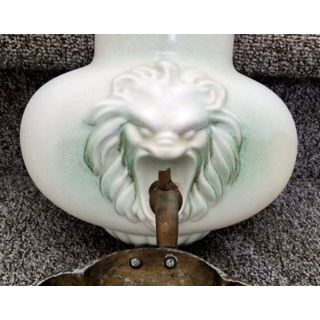 Metal Rare Royal Haeger Ceramic and Brass Lion Lavobo Fountain For Sale - Image 7 of 11