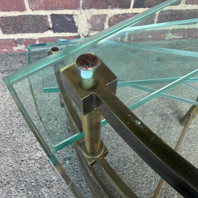 Mastercraft Brass and Glass Step Shelf Hollywood Regency For Sale - Image 9 of 12