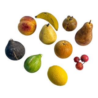 Vintage Hand-Painted Stone Fruit Collection, 10 Pieces For Sale