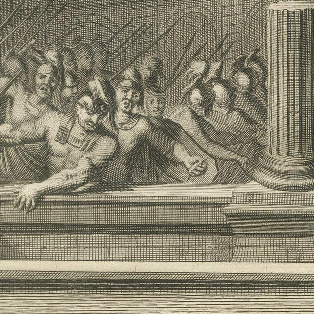Pieter Mortier, Zimri Burns His Palace and Elijah Fed by the Ravens, Pieter 1700, Engraving For Sale - Image 4 of 12