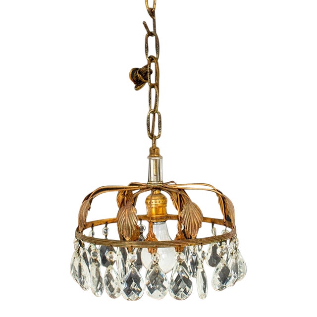 Hollywood Regency Gilt Metal Ceiling Pendant 1960s For Sale