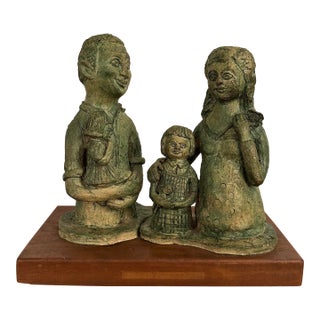 Mid 20th Century Family of Four Clay Sculptures For Sale