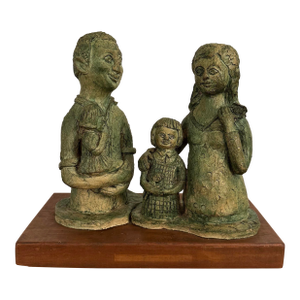 Mid 20th Century Family of Four Clay Sculptures