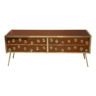 Italian Sideboard in Brown Murano Glass and Brass from Justfurnituress SRL, 2020 For Sale