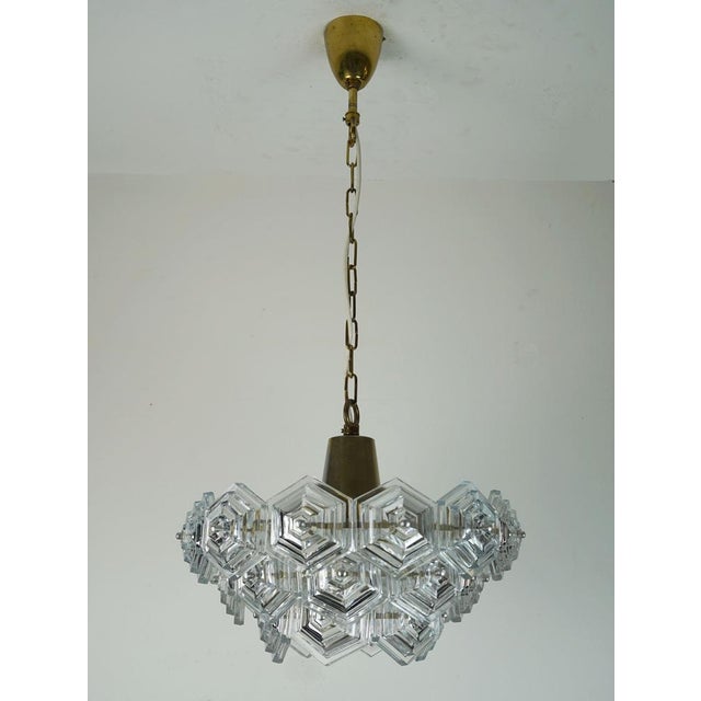 Mid-Century Modern Pendant Light with 27 Hexagonal Glass Panels, 1960s For Sale - Image 6 of 13