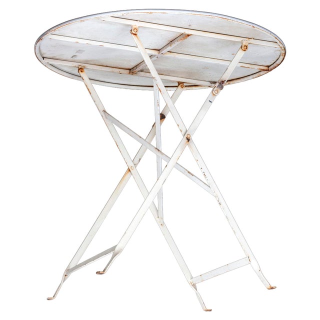 Metal Vintage French Metal Folding Garden Table For Sale - Image 7 of 8