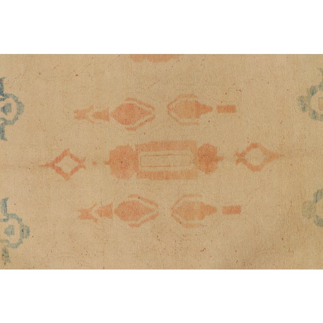 Turkish Handknotted Vintage Turkish Oushak Rug in Beige/Brown, Orange Geometric Pattern For Sale - Image 3 of 8