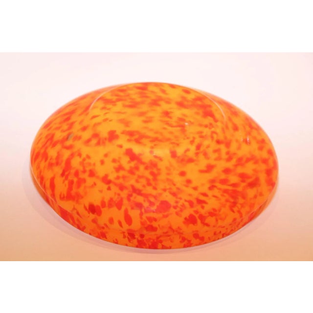 Glass Vintage Venetian Murano Bright Orange Italian Art Glass Covered Bowl For Sale - Image 7 of 12