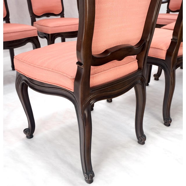 Set of 8 Mid Century Tall Arch Back Clean Cream Upholstery Dining Chairs Quality For Sale - Image 13 of 15