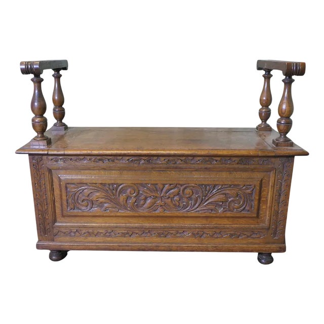 Carved Green Man Golden Oak Coffer For Sale