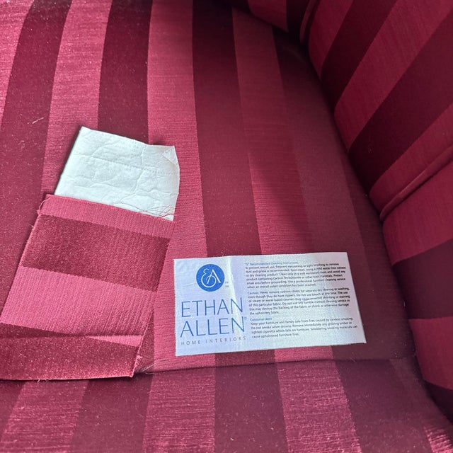 Vintage Regency Red Striped Swivel Lounge Chairs by Ethan Allen - A Pair For Sale - Image 11 of 12