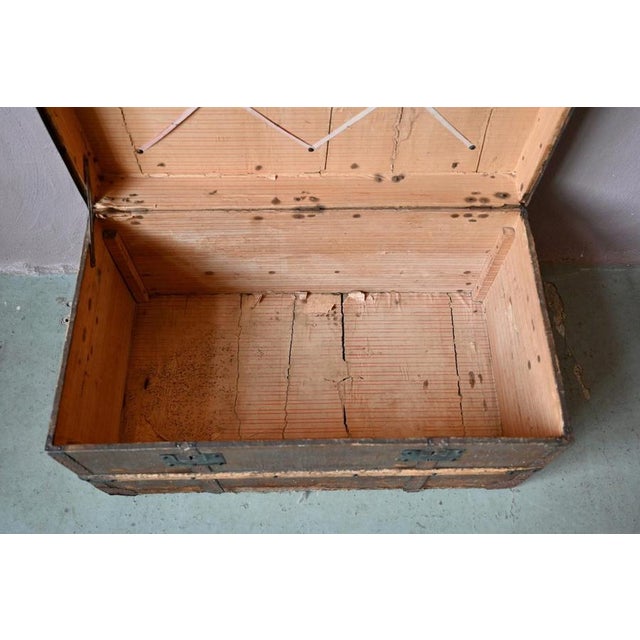 Large Antique Bohemian Wooden and Canvas Travel Trunk, 1920s For Sale - Image 14 of 18