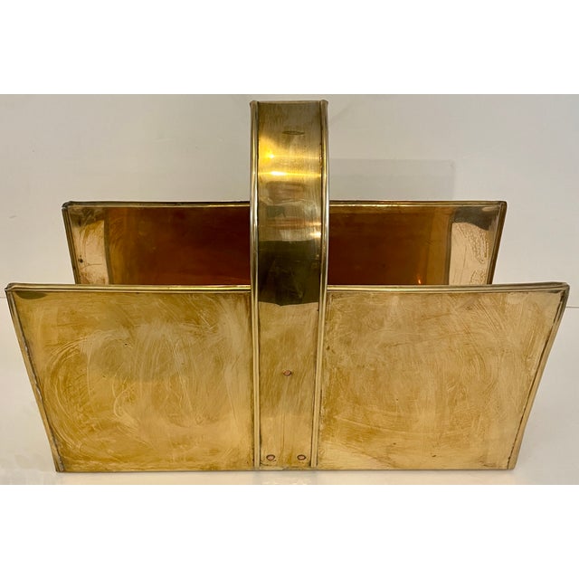 Maria Pergay 1970's Maria Pergay Style Italian Brass Magazine Rack For Sale - Image 4 of 7