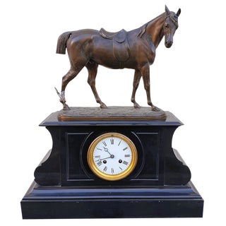 Horse Clock by Emile Loiseau, 19th Century For Sale