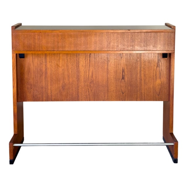 Glass & Teak Drinks Bar by Erik Buch for Dyrlund, Denmark, 1960s For Sale