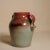 Handmade Double-Handled Studio Pottery Vase With Red & Celadon Glaze Gradient For Sale - Image 4 of 10