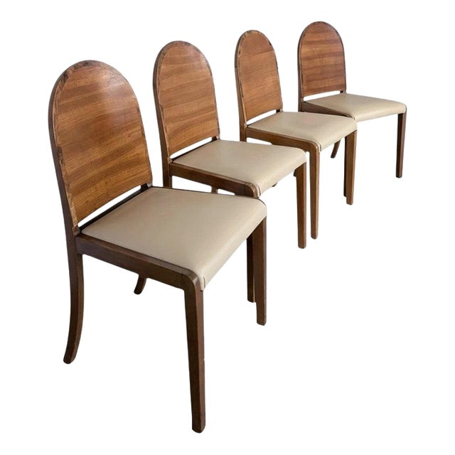 Art Deco Dining Chairs in Walnut, 1930s, Set of 4 For Sale