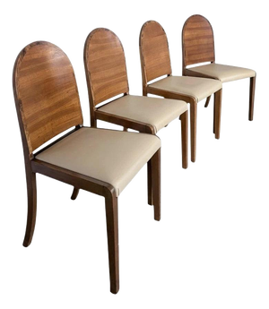 Art Deco Dining Chairs in Walnut, 1930s, Set of 4