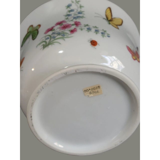 Ceramic Vintage Hand Painted Porcelain Colorful Floral Butterflies Jardiniere Planter For Sale - Image 7 of 8
